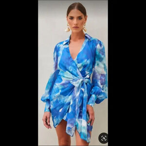 Donnee Par Dieu Blue Wrap Dromt Tie Dress